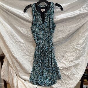 LOFT Floral Mini Dress - Blue and Black